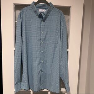Southern Tide Men’s Intercoastal L/S Shirt Blue Green Plaid Performance Sz XL